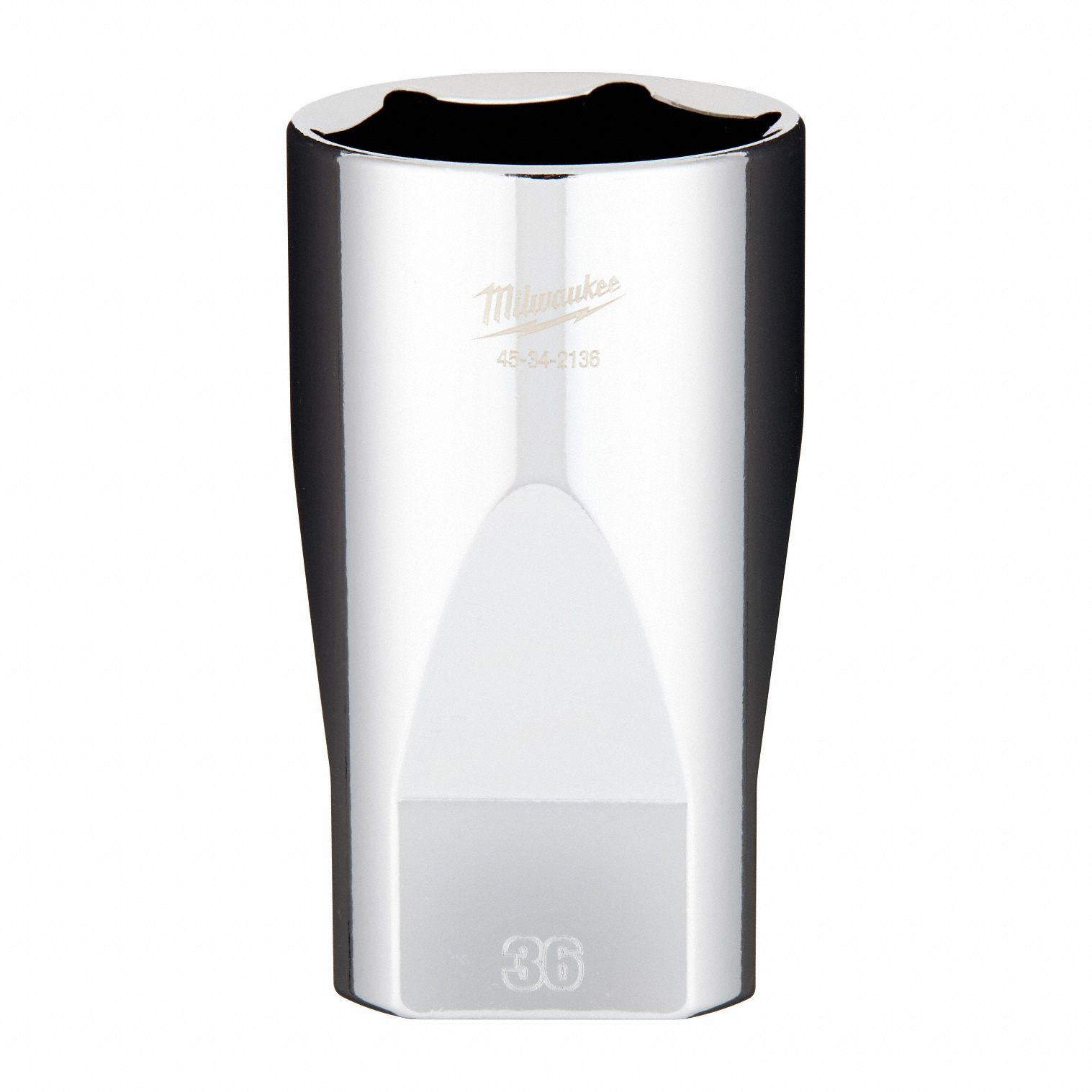 Socket Extension: Metric, 1/2 in Drive Size, 36 mm Socket Size, 6-Point, Deep, Chrome