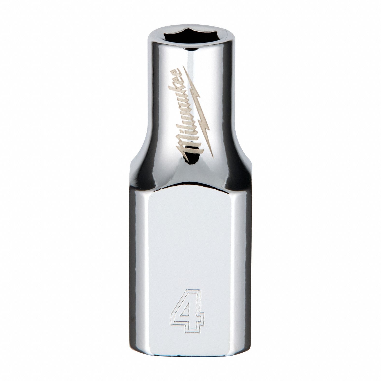 Socket Extension: Metric, 1/4 in Drive Size, 4 mm Socket Size, 6-Point, Std, Chrome