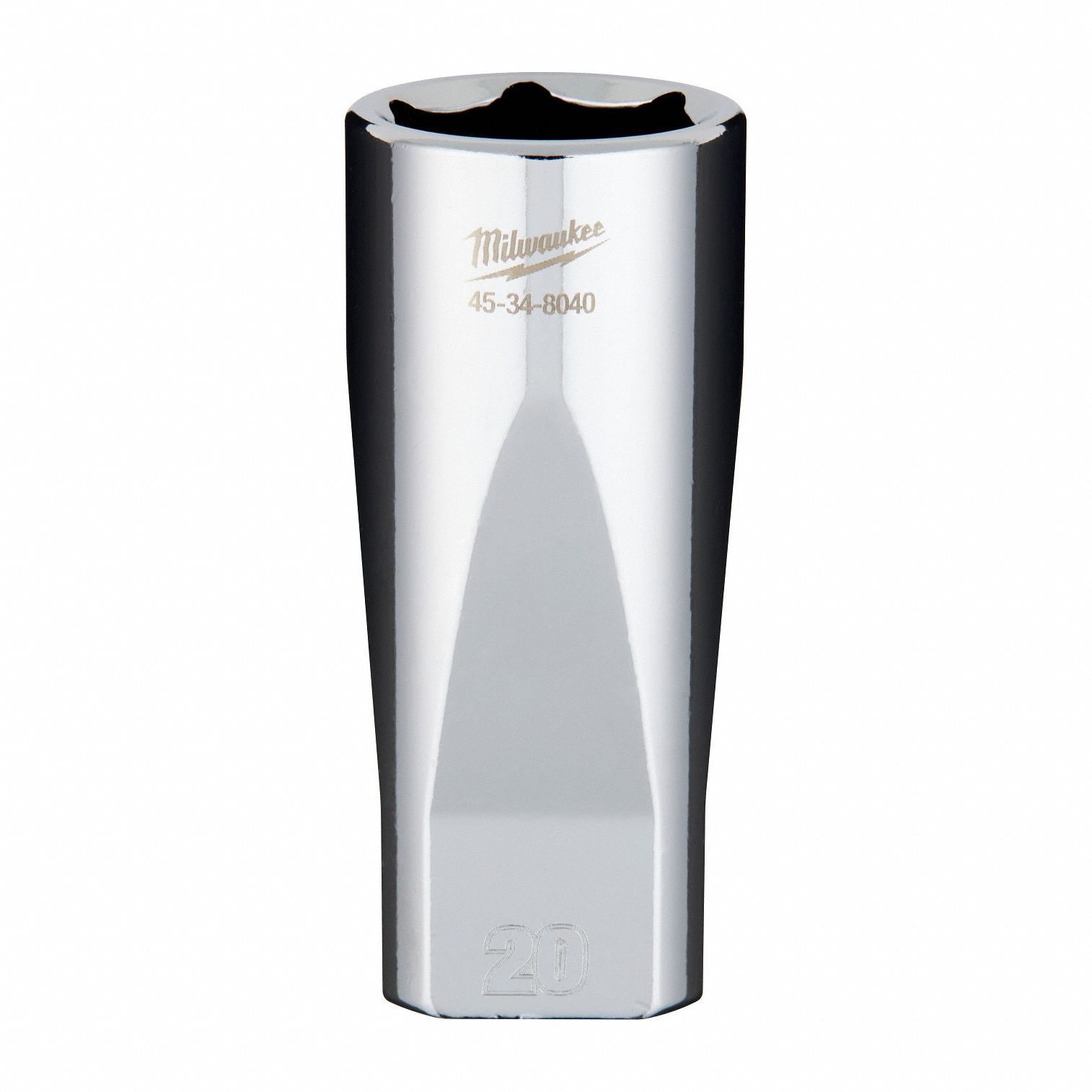 Socket Extension: SAE, 3/8 in Drive Size, 20 mm Socket Size, 6-Point, Deep, Chrome