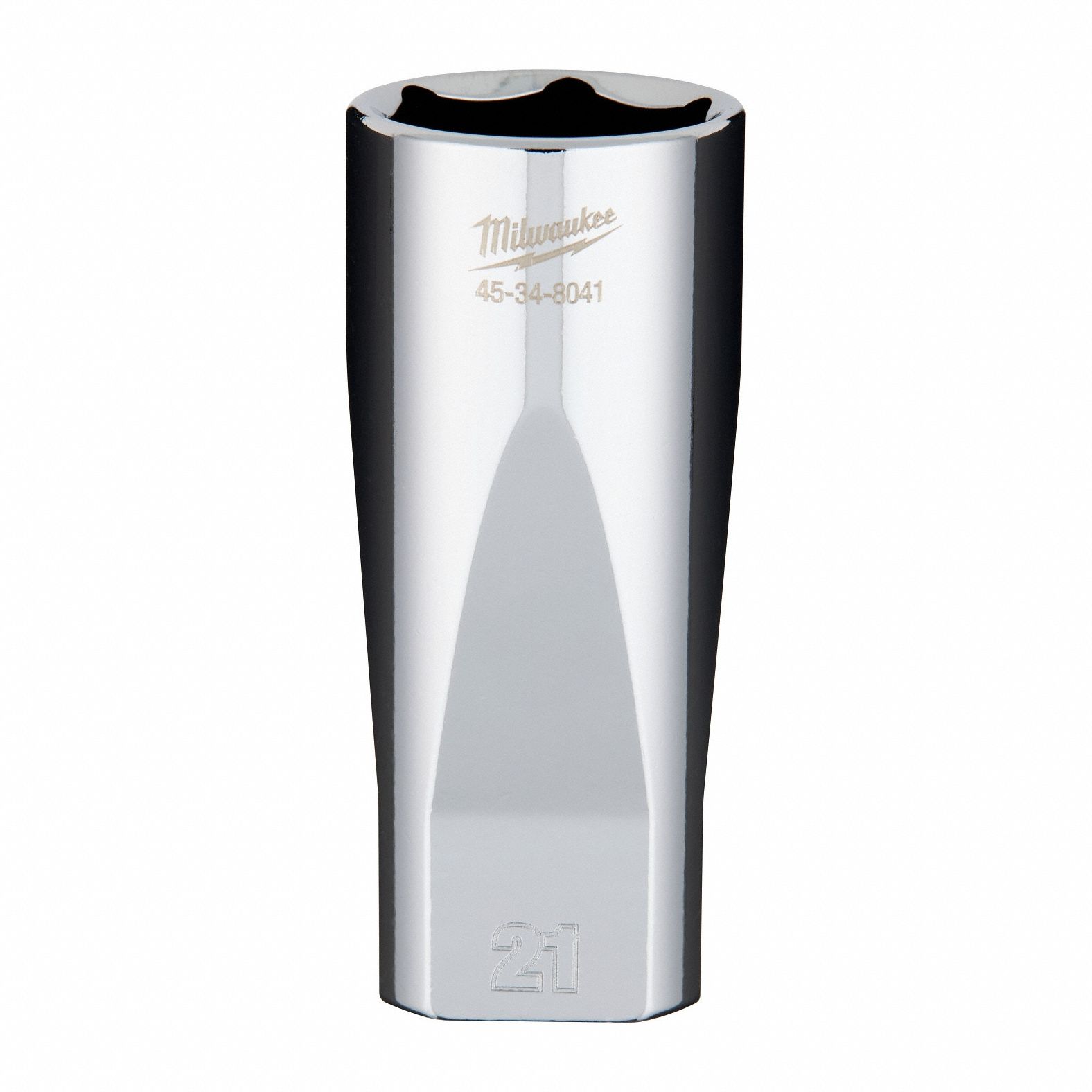 Socket Extension: Metric, 3/8 in Drive Size, 21 mm Socket Size, 6-Point, Deep, Chrome