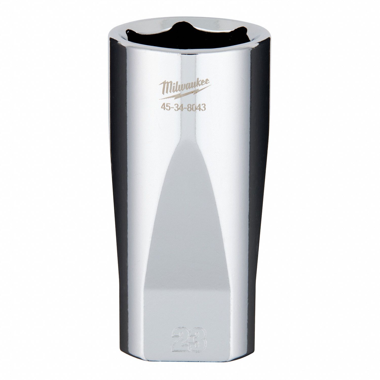 Socket Extension: Metric, 3/8 in Drive Size, 23 mm Socket Size, 6-Point, Deep, Chrome