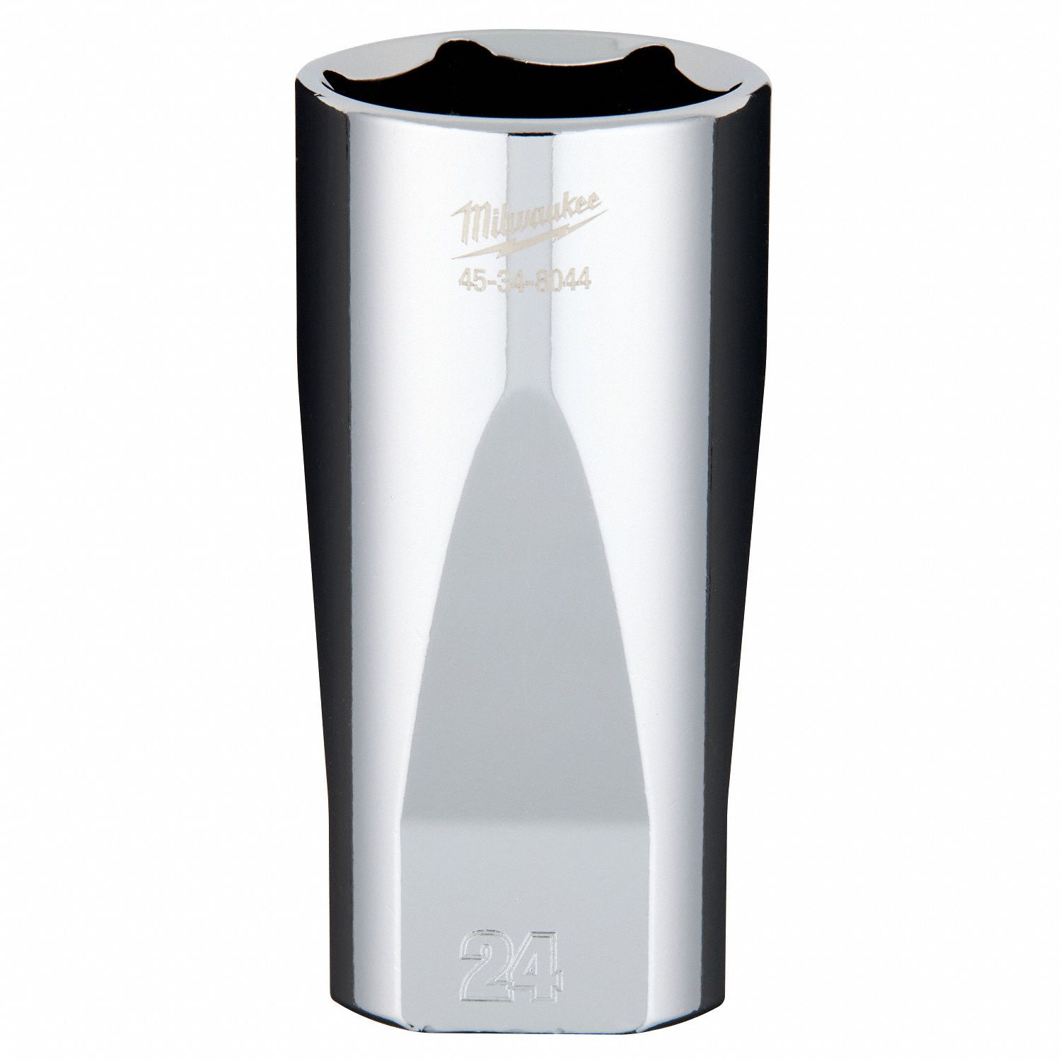 Socket Extension: Metric, 3/8 in Drive Size, 24 mm Socket Size, 6-Point, Deep, Chrome