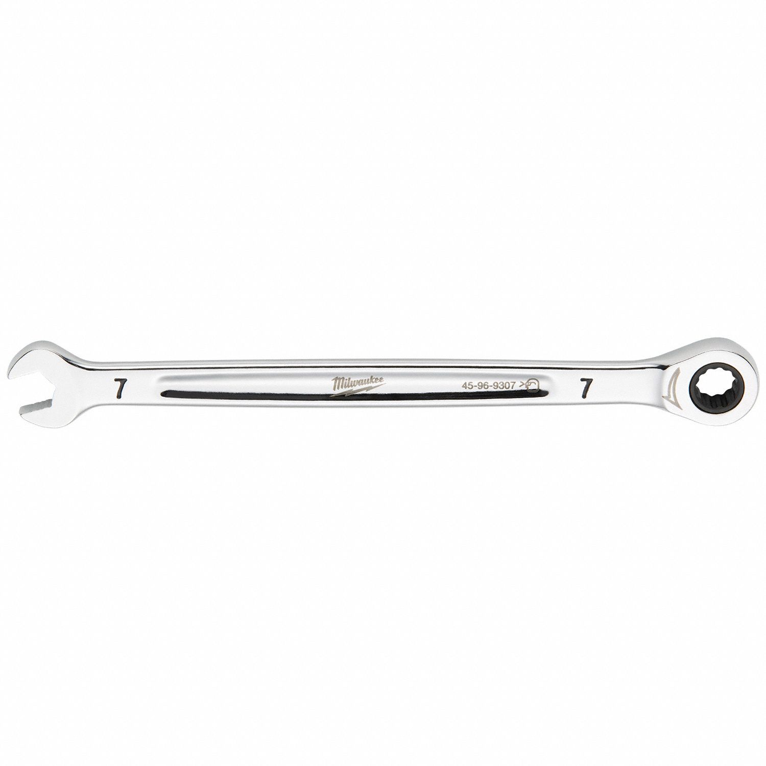 Combination Wrench: Steel, Chrome, 7 mm Head Size, 5 1/4 in Overall Lg, Std