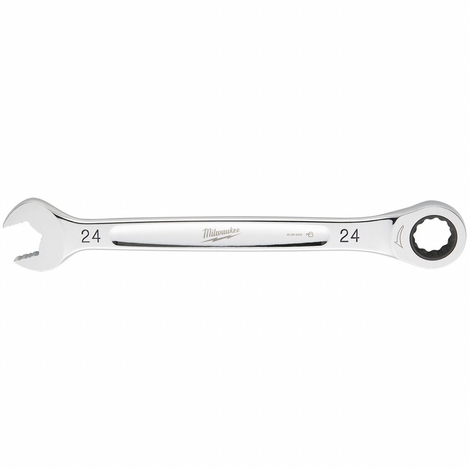 Combination Wrench: Steel, Chrome, 24 mm Head Size, 12 3/8 in Overall Lg, Std