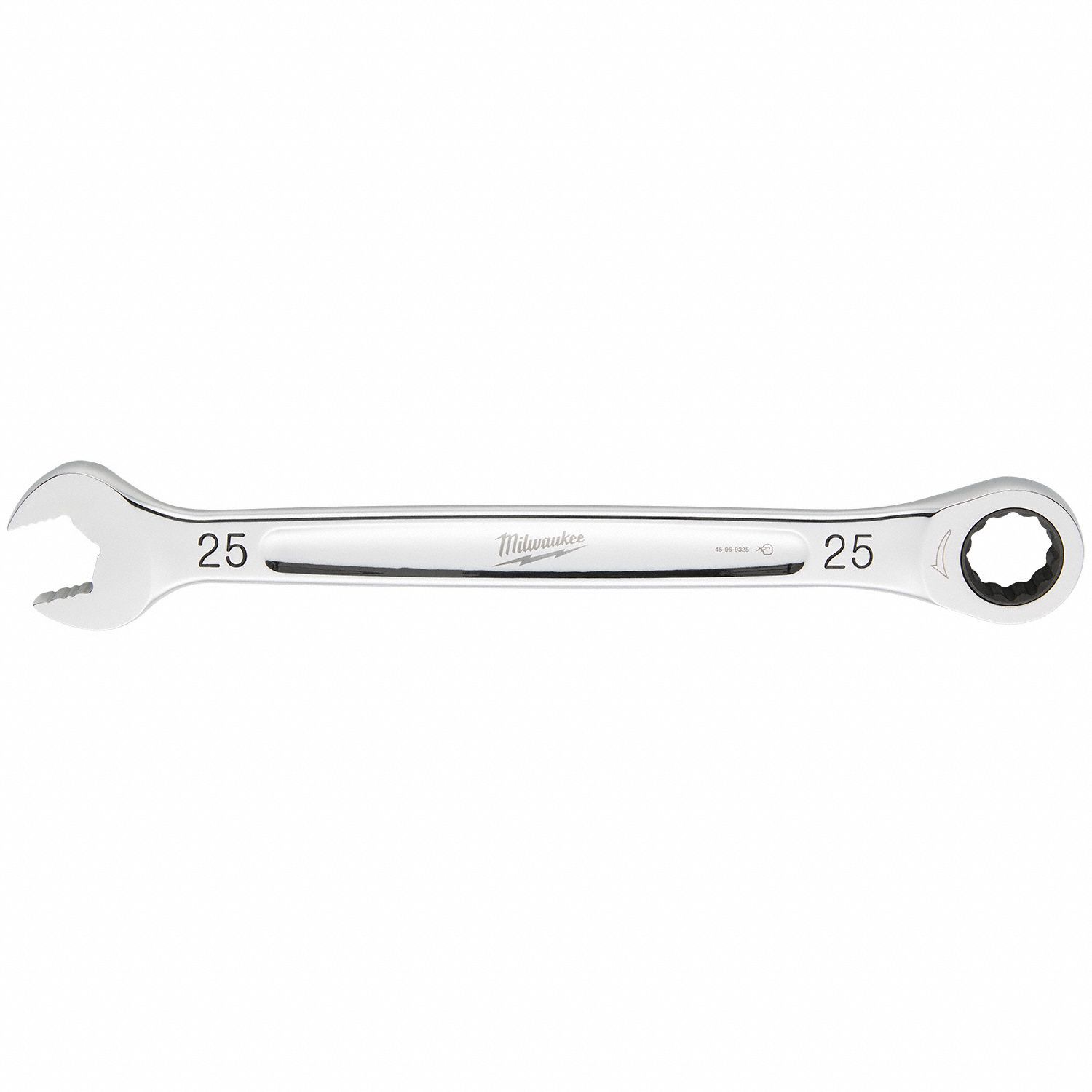 Combination Wrench: Steel, Chrome, 25 mm Head Size, 13 3/8 in Overall Lg, Std