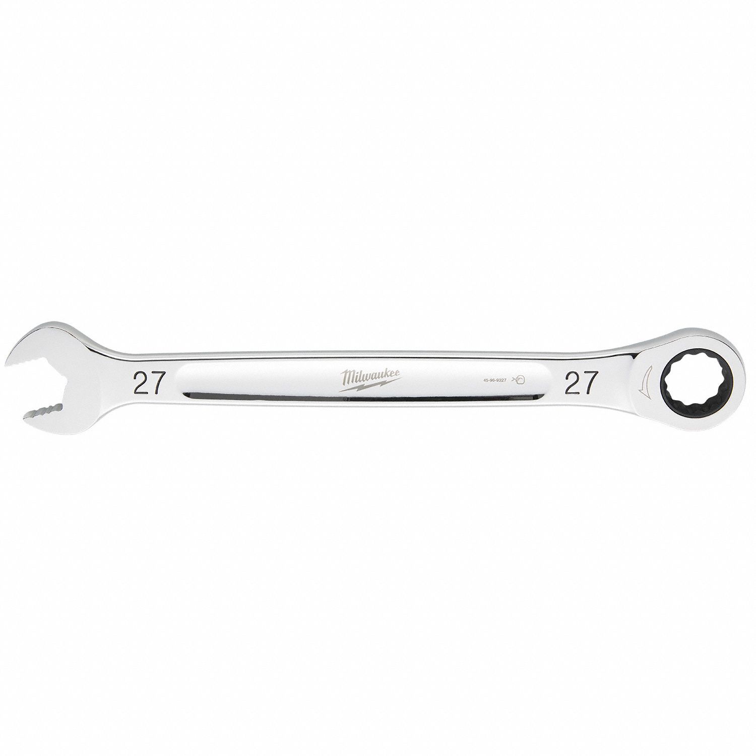 Combination Wrench: Steel, Chrome, 27 mm Head Size, 14 3/8 in Overall Lg, Std