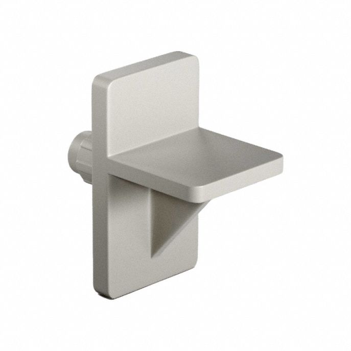 Shelf Support: 1/2 in Wd, 5/16 in Lg, 57/64 in Ht, 50 lb Capacity, Plastic, Tan