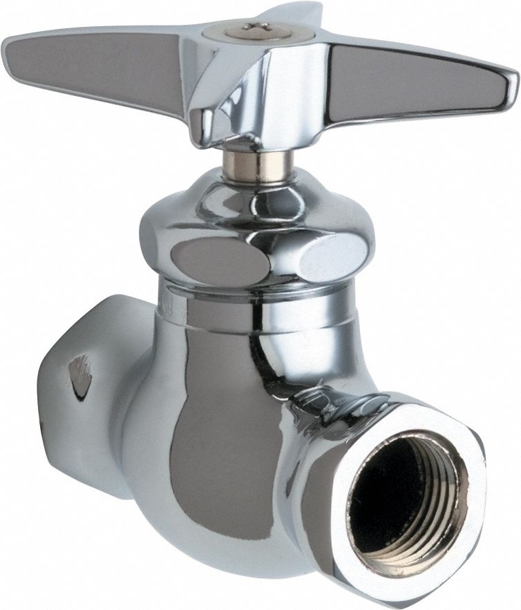Water Supply Stop: 1/2 in FNPT, 1/2 in FNPT, Chrome-Plated Brass, Straight Body