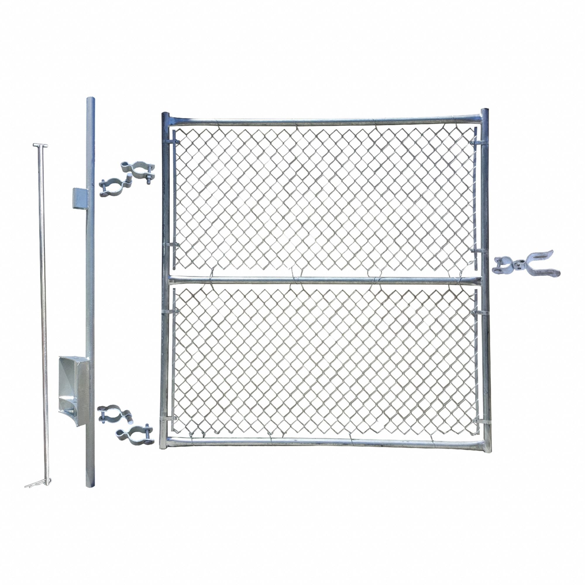Water Wall Fence Gate: 6 ft Overall Ht, 6 ft, 6 ft Overall Lg, Silver