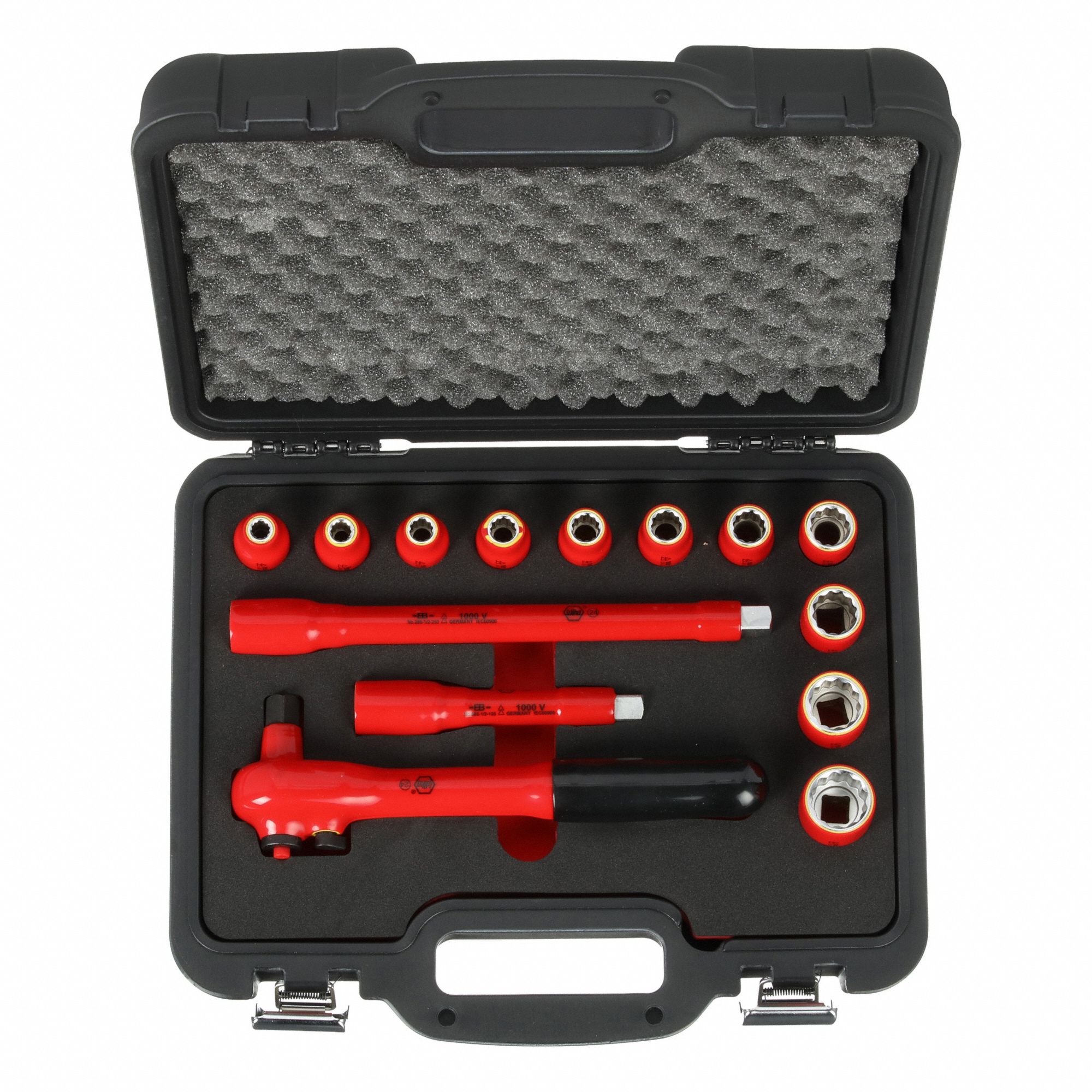 Socket Wrench Set: 1/2 in Drive Size, 14 Pieces, 8 mm to 24 mm Socket Size Range, (11) 12-Point