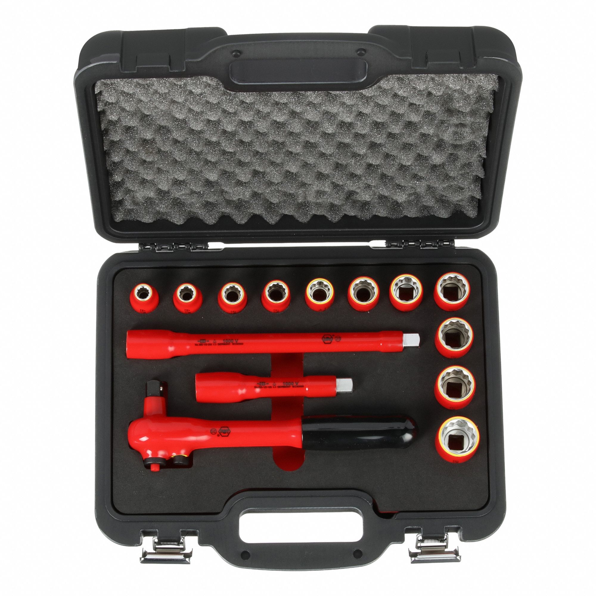 Socket Wrench Set: 1/2 in Drive Size, 14 Pieces, 3/8 in to 1 in Socket Size Range