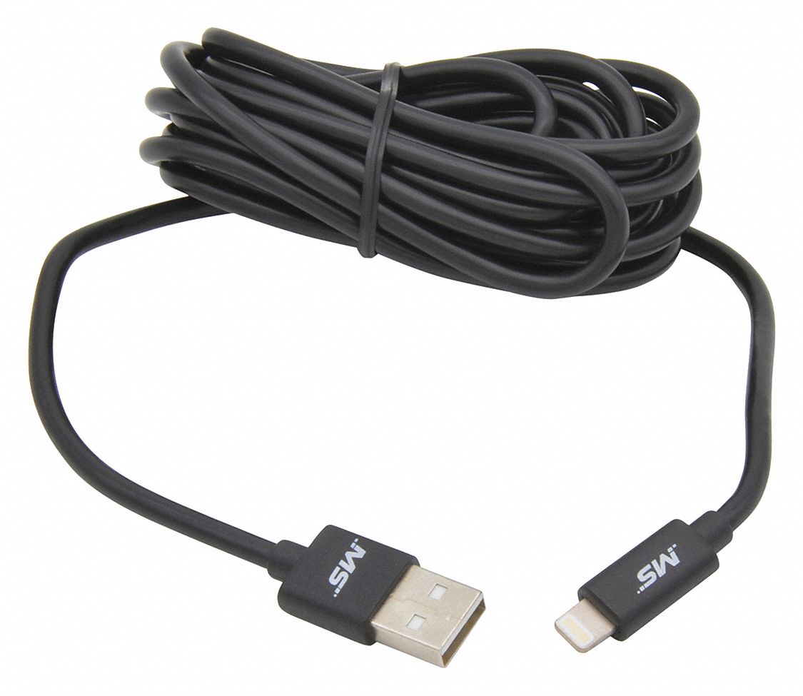 MOBILESPEC 9 ft USB Cable, A Male to Lightning(R) Male, Black 450X59