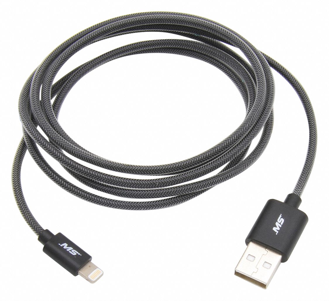 MOBILESPEC 5 ft USB Cable, A Male to Lightning(R) Male, Black 450X61