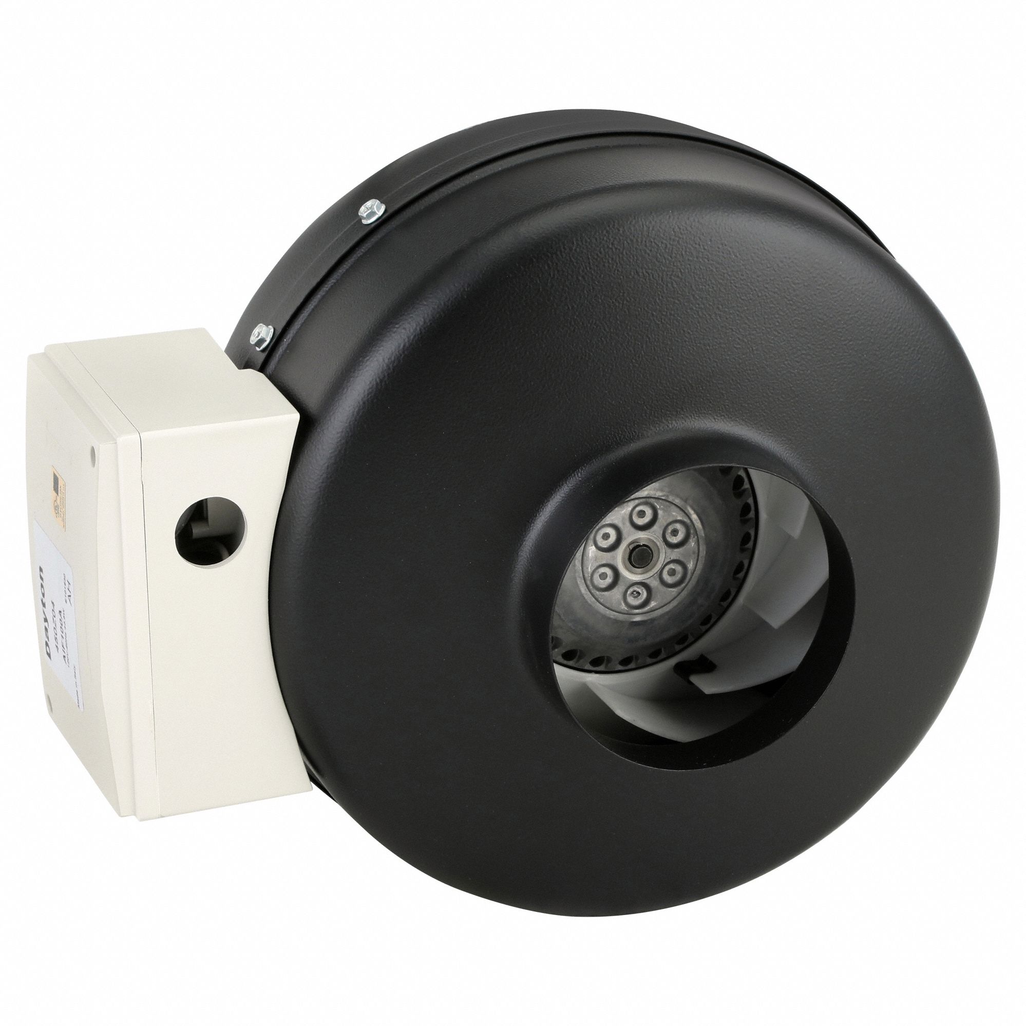 In-Line Duct Fan: 147 cfm Max., 4 in Duct, 37.3 W, 120V AC, 1 Ph, IP54,  Steel, 0 to 249 cfm