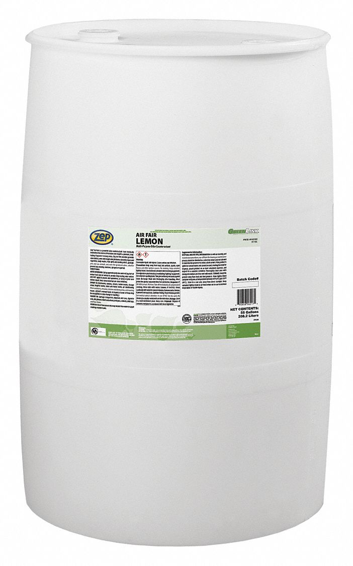 Odor Eliminator: Drum, 55 gal Container Size, Liquid, Ready to Use, Lemon