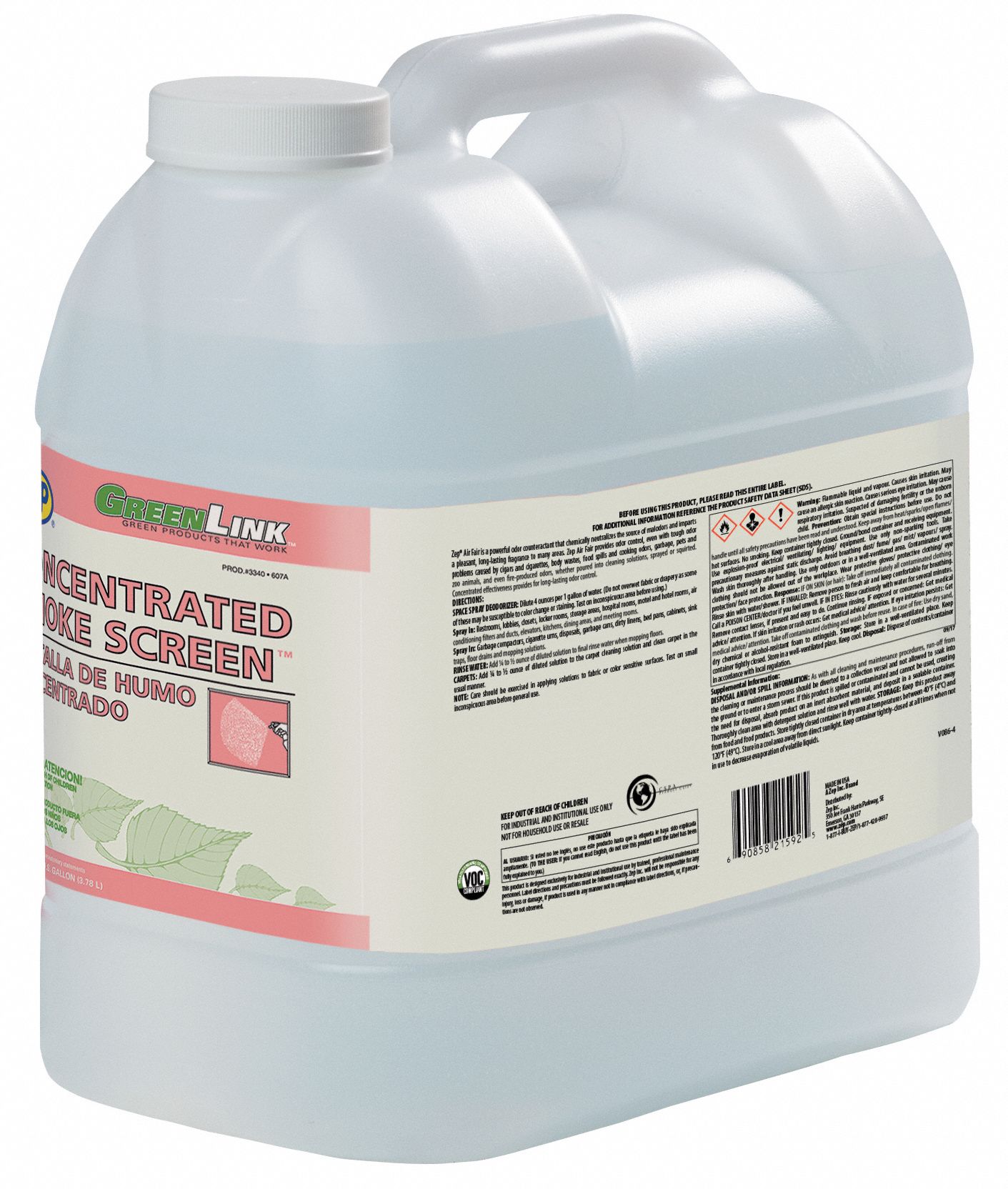 ZEP Odor Eliminator Odor Eliminators, Jug, 2.5 gal Container Size