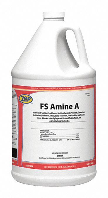 Disinfectant and Sanitizer: Jug, Concentrated, Liquid, Quat, Mild, 1 gal Container Size, 4 PK