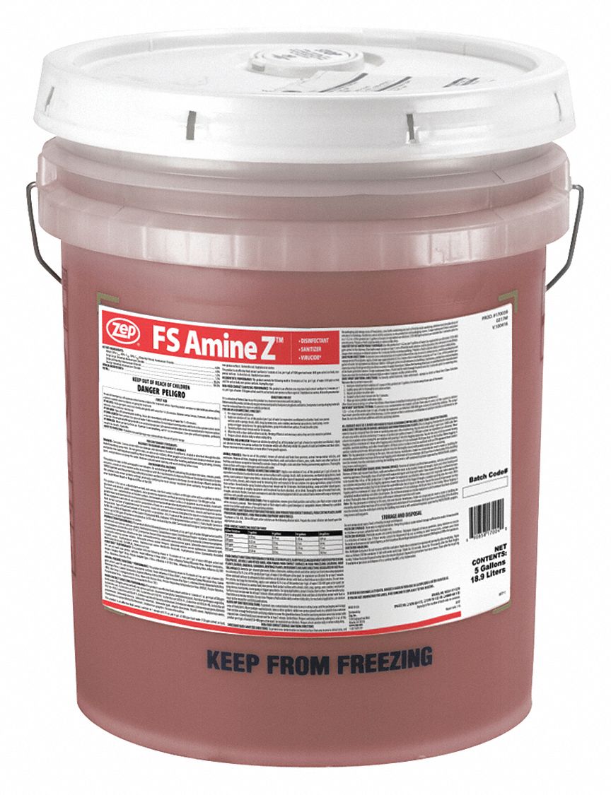 Disinfectant and Sanitizer: Bucket, Concentrated, Liquid, Quat, Mild, 5 gal Container Size
