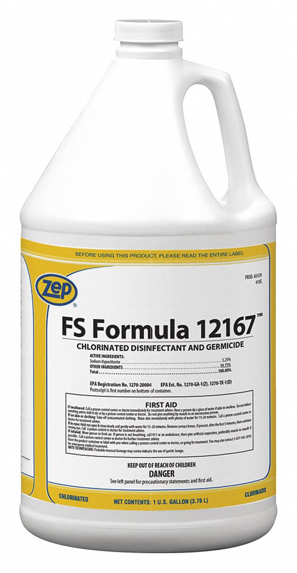 Disinfectant and Sanitizer: Jug, Concentrated, Liquid, Bleach, Chlorine, 4 PK