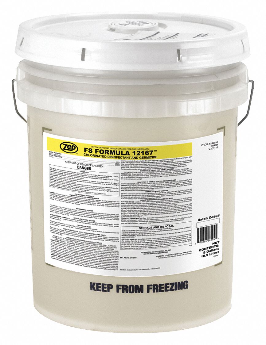 Disinfectant and Germicide: Bucket, 5 gal Container Size, Concentrated,  Liquid, Chlorine