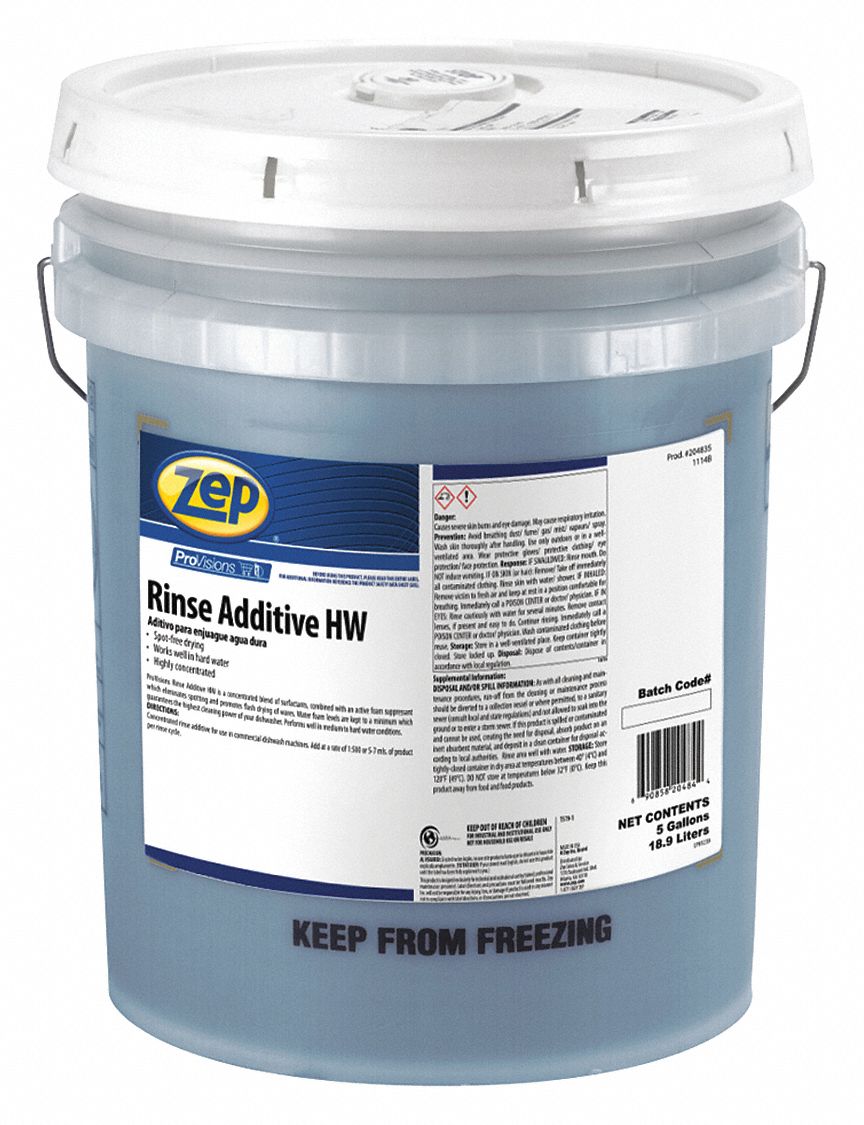 ZEP Machine Wash, Dishwashing Rinse, Cleaner Form Liquid, 5 gal 451D53204835 Grainger
