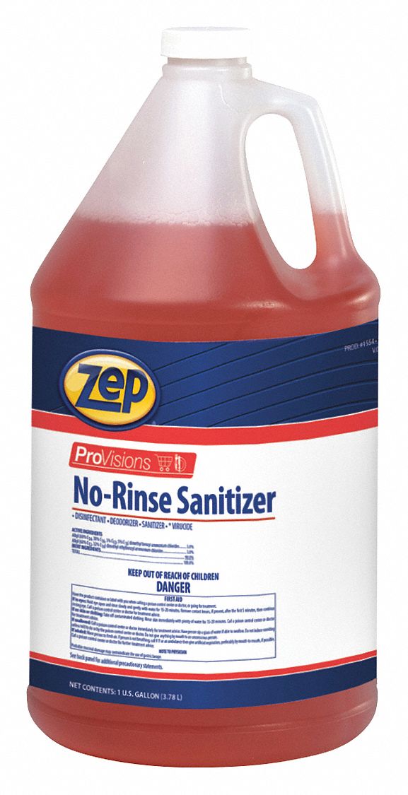Disinfectant and Sanitizer: Jug, Concentrated, Liquid, Quat, Unscented, 4 PK