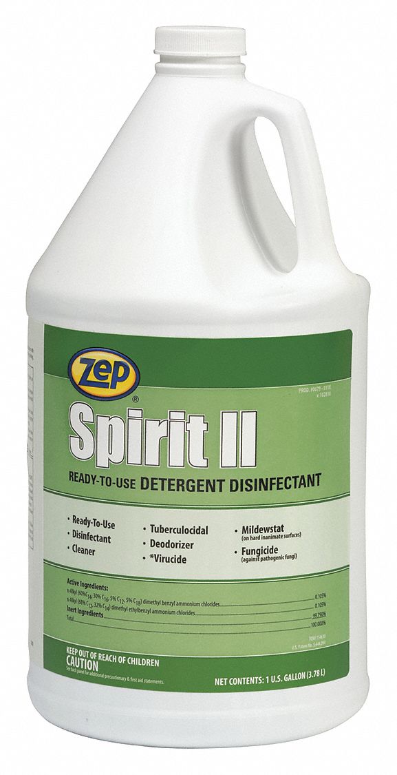 ZEP Disinfectant Cleaner Jug, 1 gal Container Size, Ready to Use, Liquid, Quat, Citrus, 4 PK