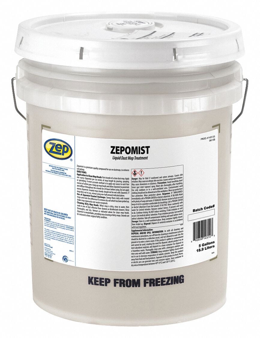 ZEP Dust Mop Treatment, 5 gal 451F51143135 Grainger
