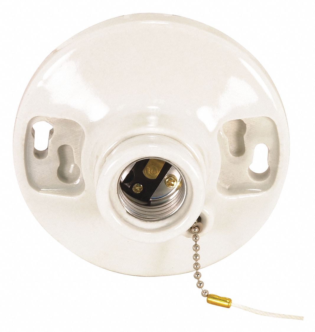 Lampholder: Lamp Holder, Medium Screw (E26), On-Off Pull Chain Ceiling Receptacle, 250 W Watt