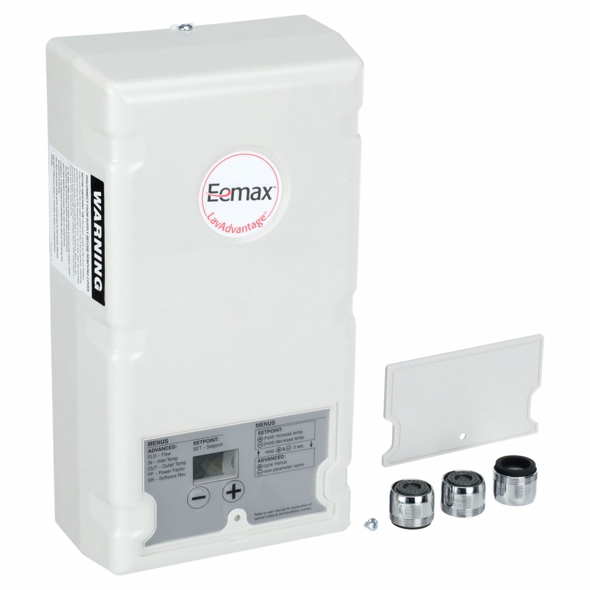 Electric Tankless Water Heater: Indoor, 7, 500 W, 3 gpm Max. Flow Rate, 10.75 in Overall Ht