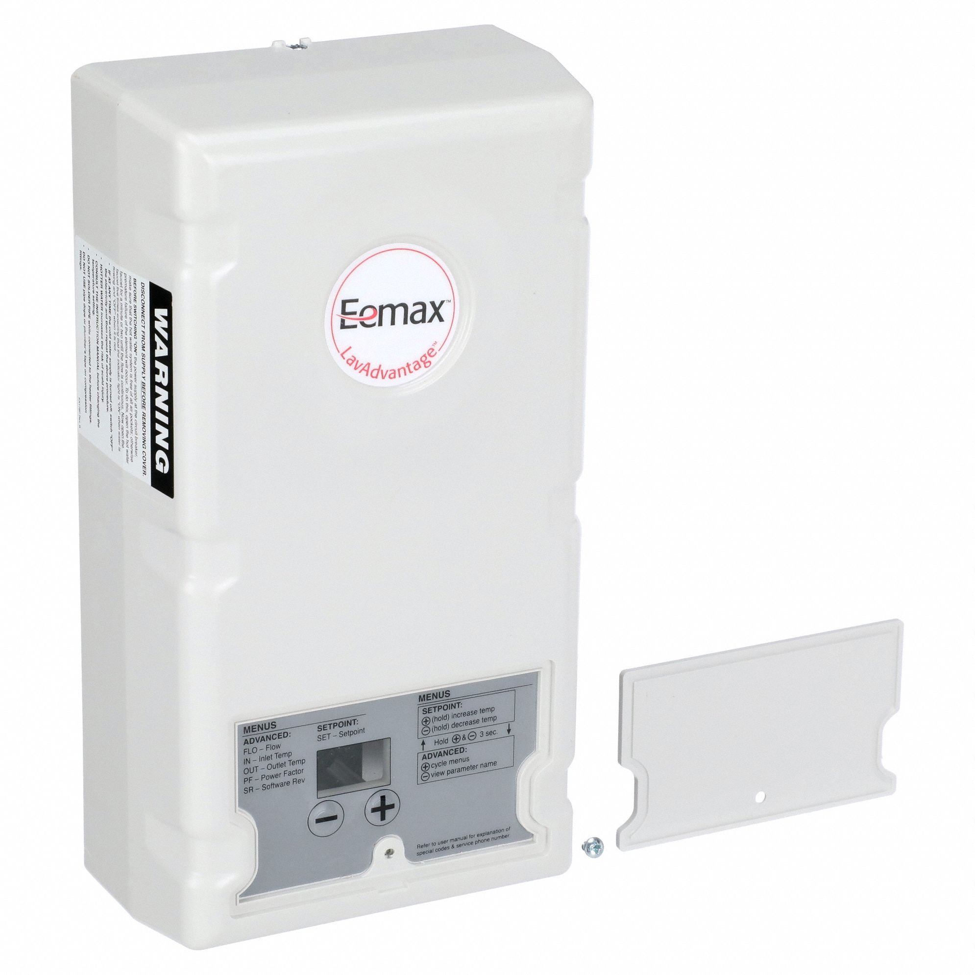 Electric Tankless Water Heater: Indoor, 8, 000 W, 3 gpm Max. Flow Rate, 10.75 in Overall Ht