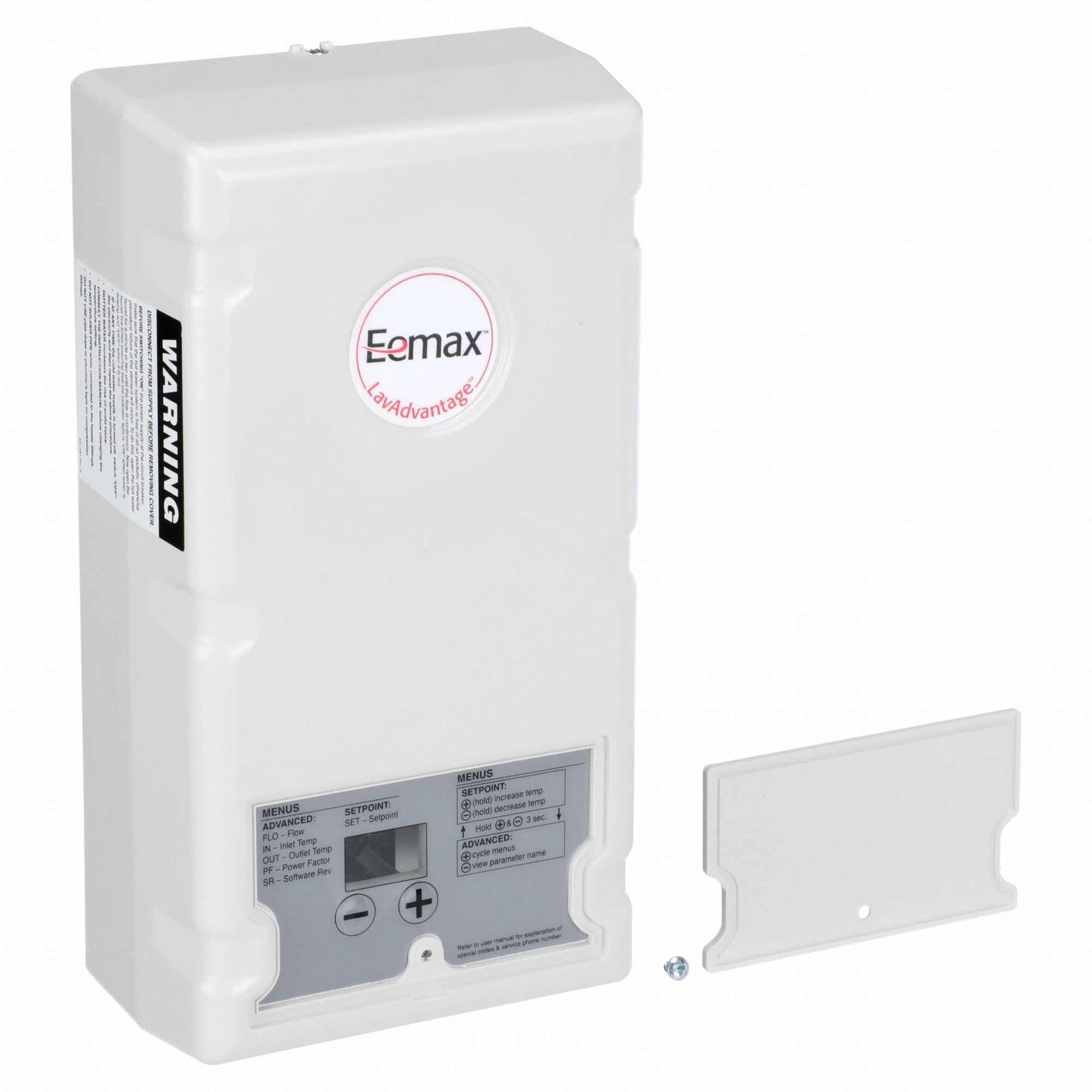 Electric Tankless Water Heater: Indoor, 9, 500 W, 3 gpm Max. Flow Rate, 10.75 in Overall Ht