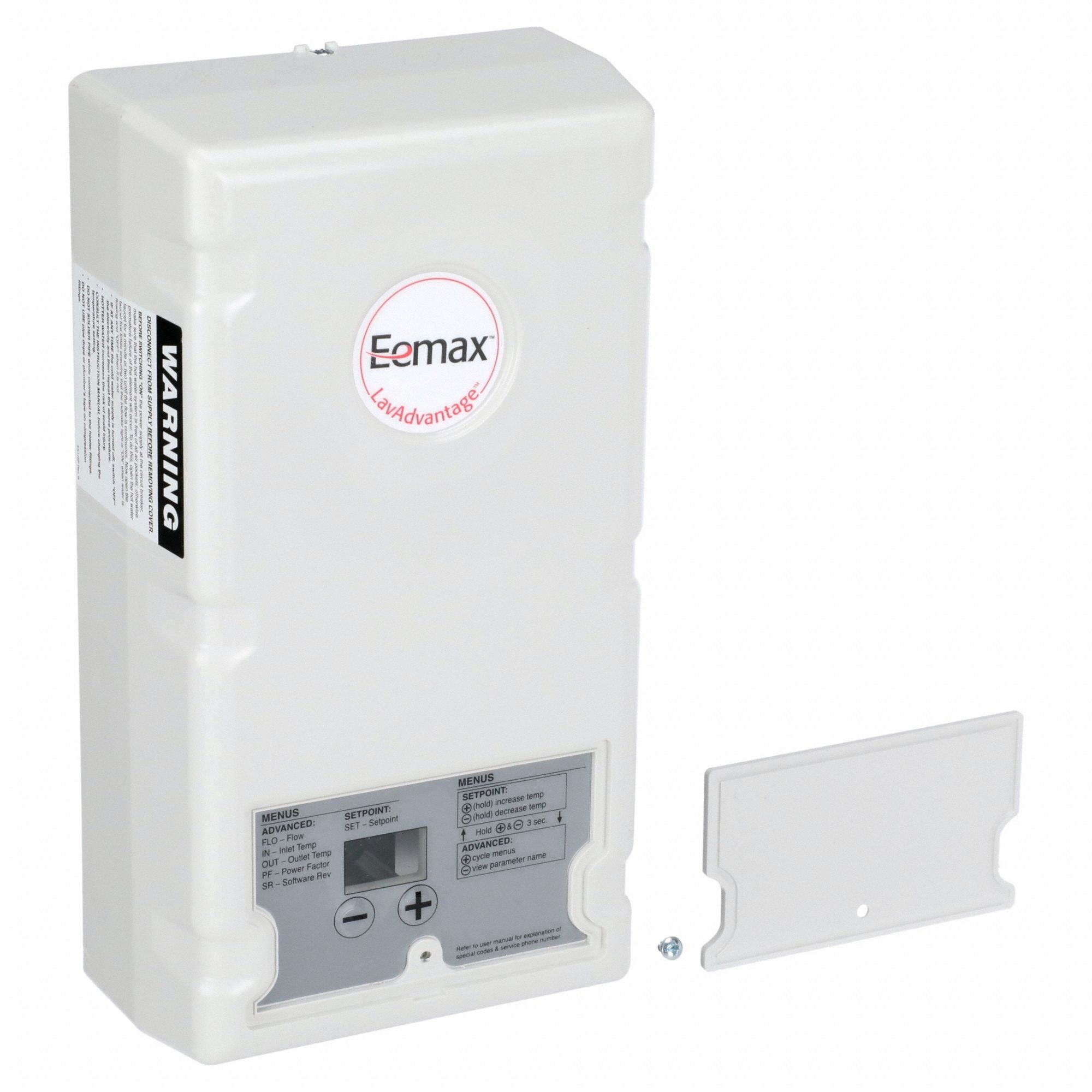 Electric Tankless Water Heater: Indoor, 9, 500 W, 3 gpm Max. Flow Rate, 10.75 in Overall Ht