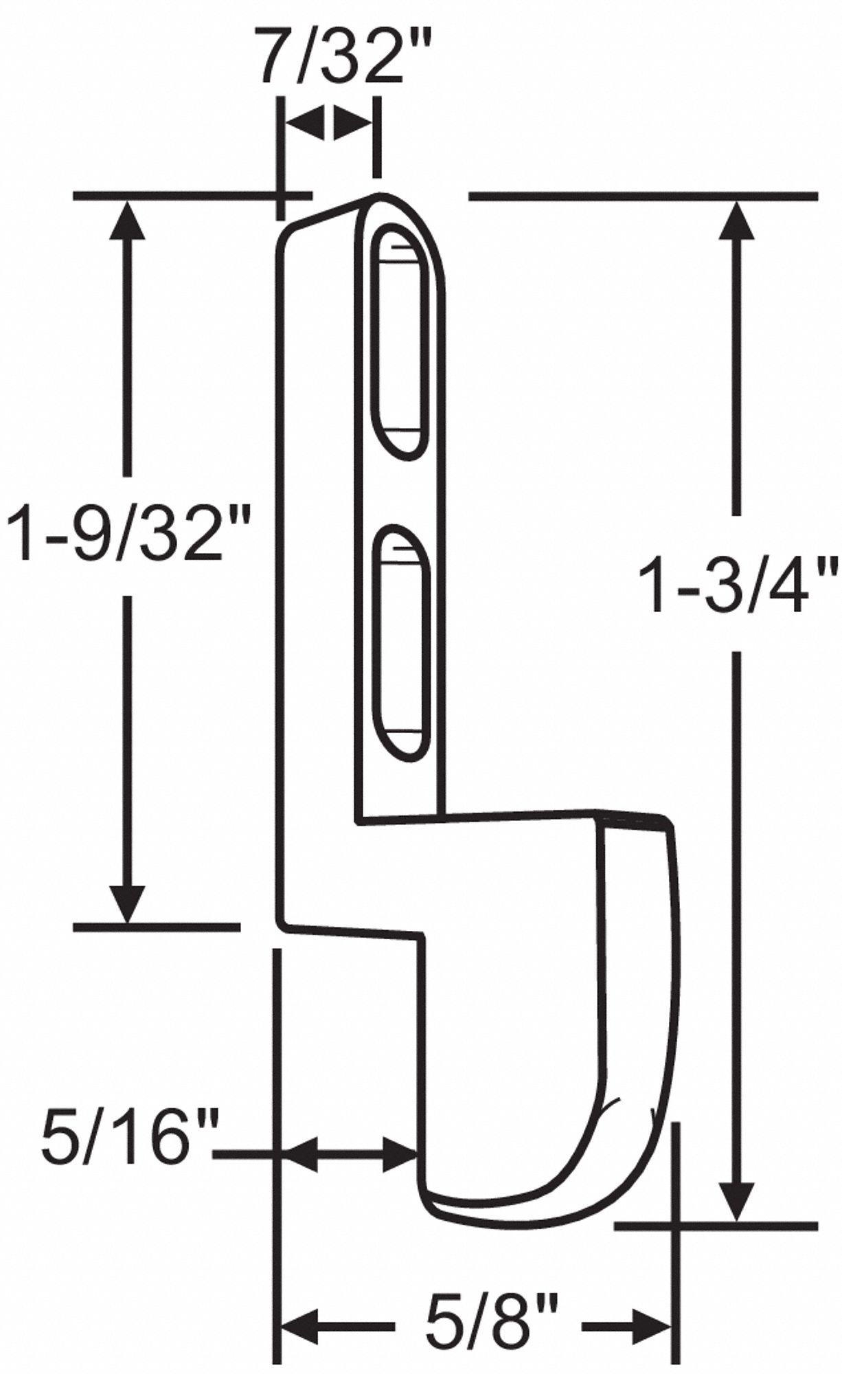 ARRET PORTE,1-3/4PO LO X 1/4 PO H