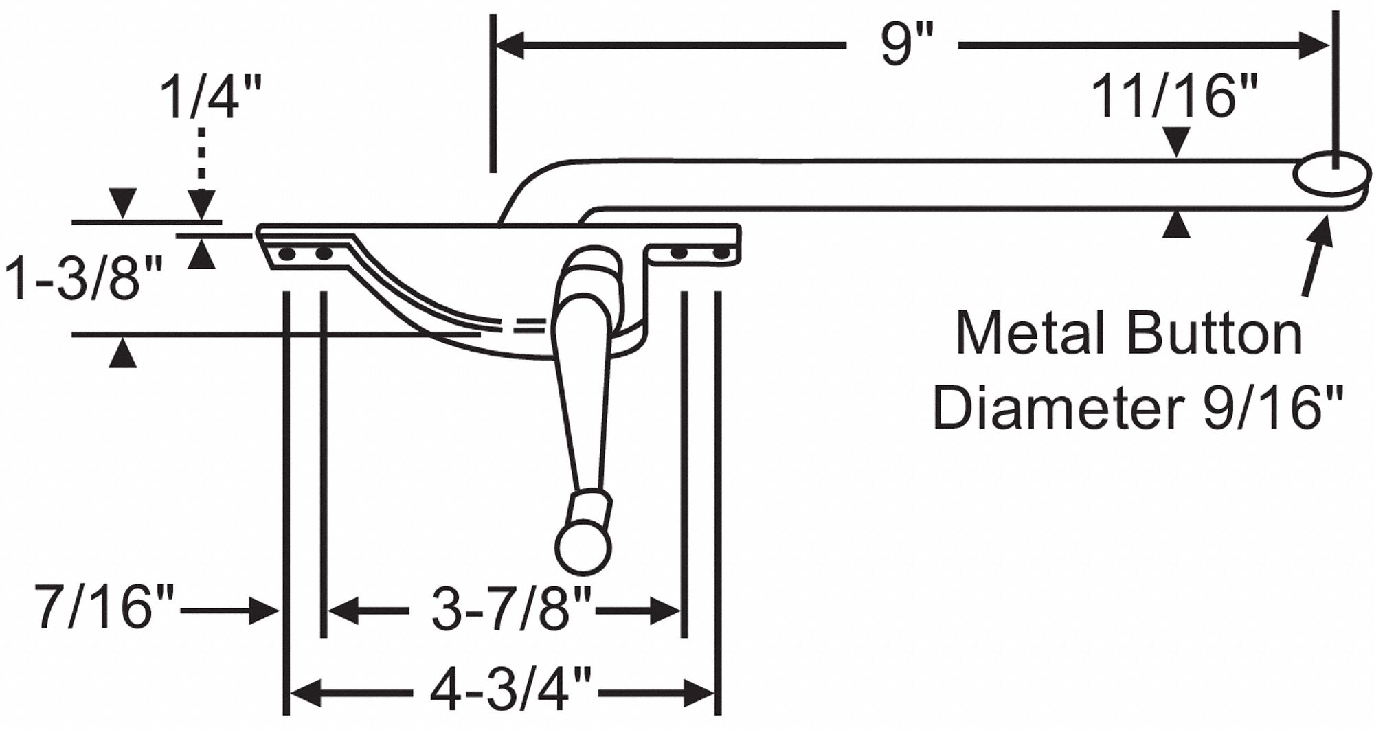 WINDOW OPERATOR,LEFT HAND,12" L