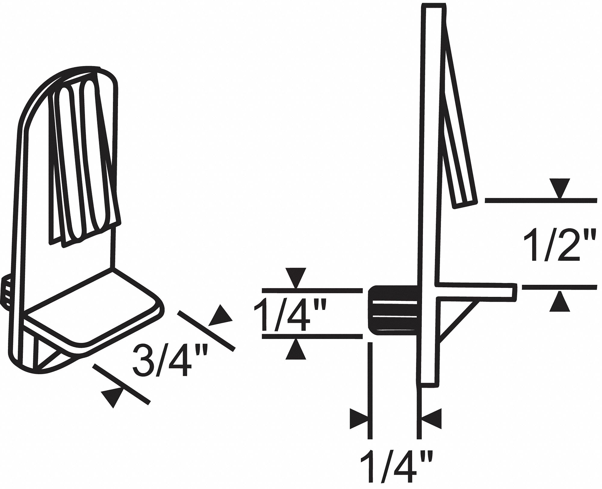 SHELF SUPPORT CLIP,1-1/4" L,NYLON