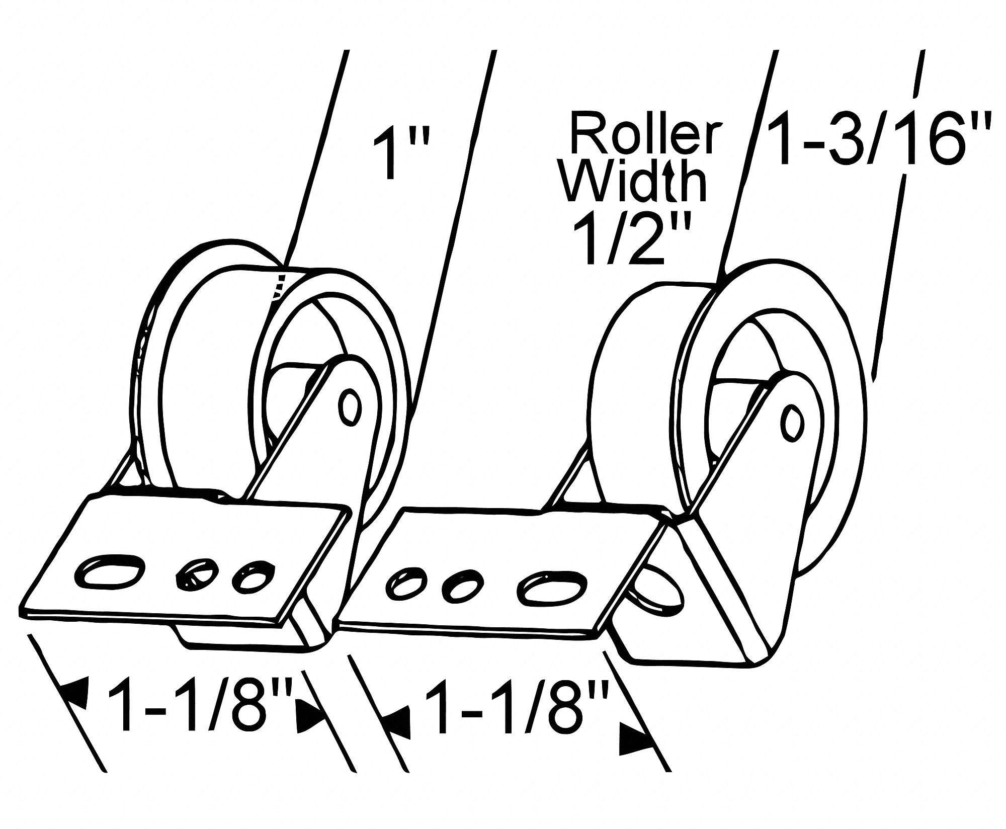 DRAWER FRONT ROLLER SET,1/4" H