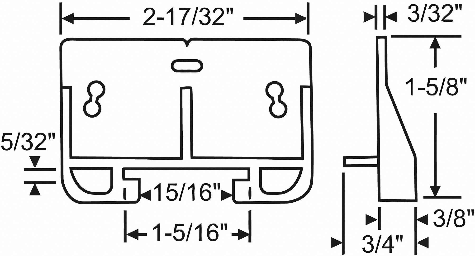 Drawer Guide 1 1/4 in H Plastic