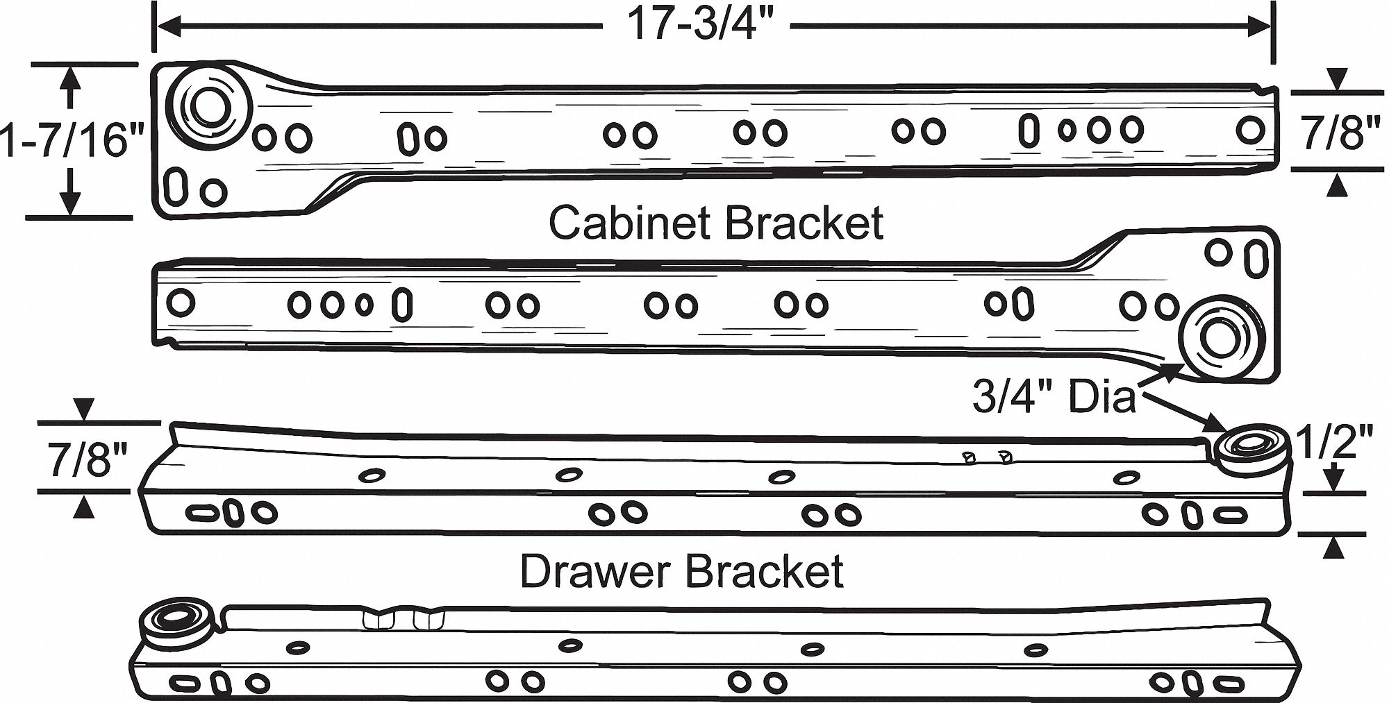 DRAWER SLIDE,18" L,PAINTED