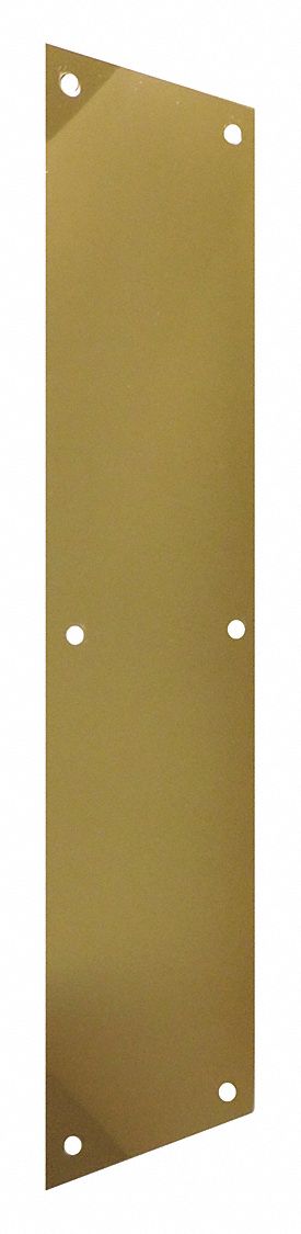 Door Push Plate: 4 in Wd, 16 in Ht, Brass