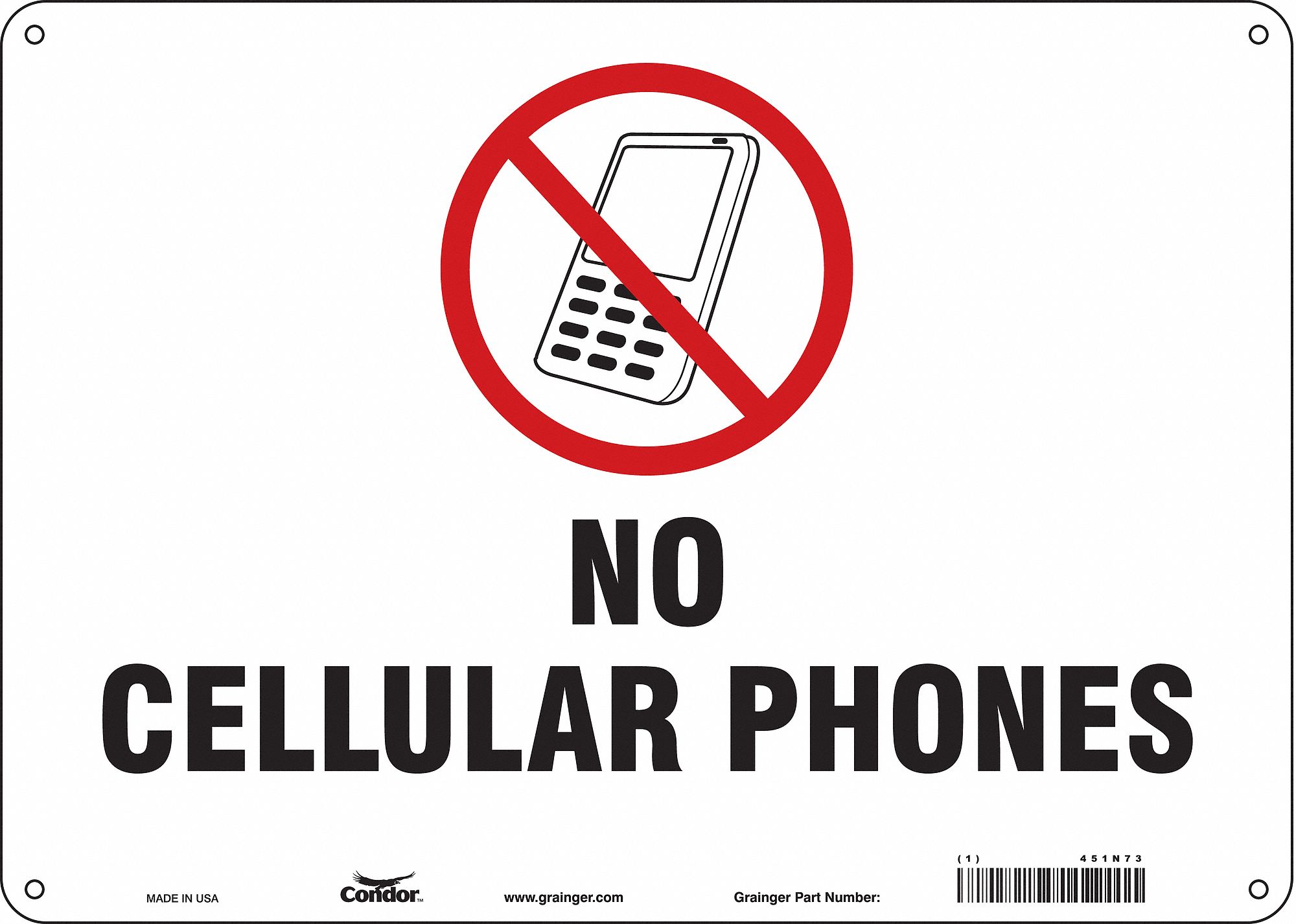 Safety Sign: Aluminum, Mounting Holes Sign Mounting, 10 in x 14 in Nominal Sign Size, 0.032 in Thick