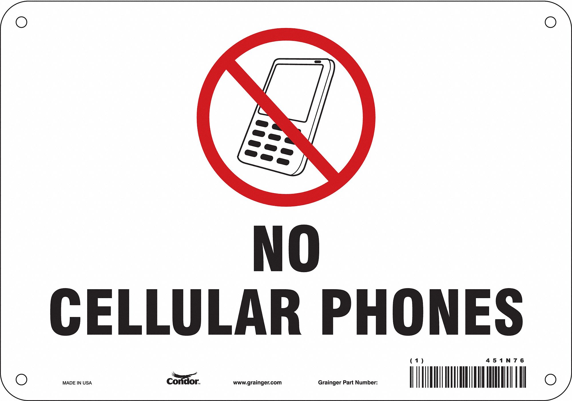 Safety Sign: Polyethylene, Mounting Holes Sign Mounting, 7 in x 10 in Nominal Sign Size, No Header