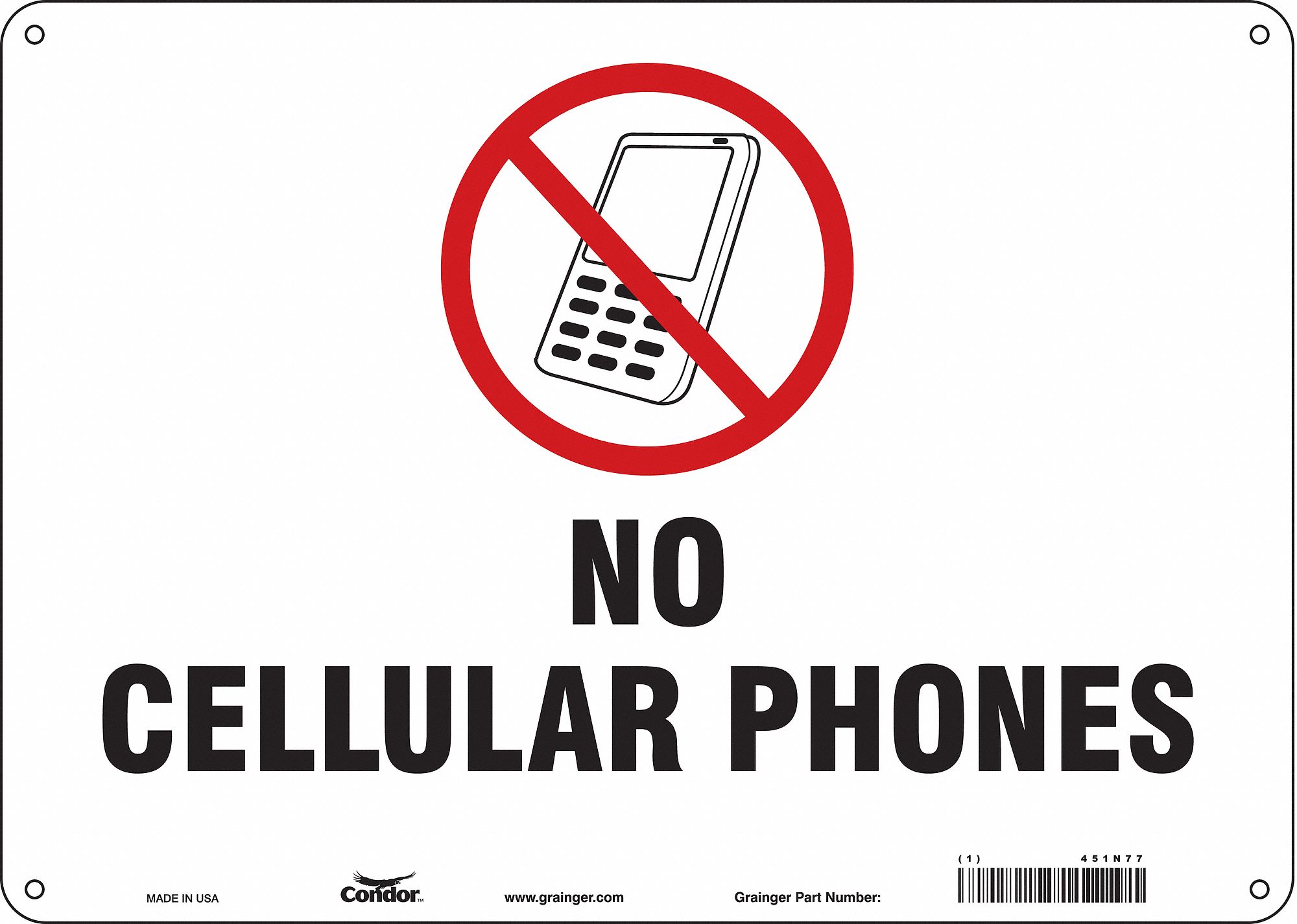 Safety Sign: Polyethylene, Mounting Holes Sign Mounting, 10 in x 14 in Nominal Sign Size, No Header