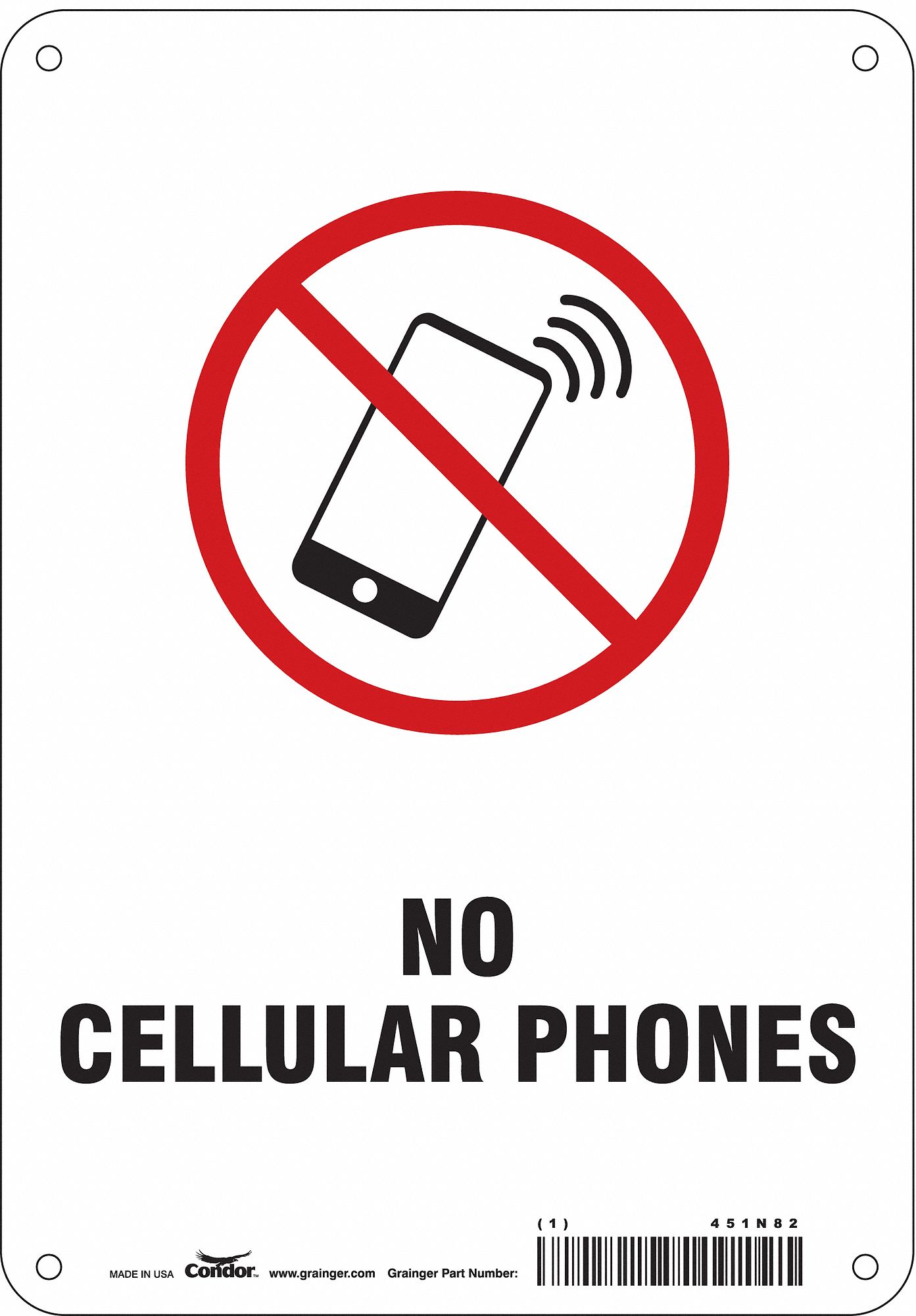 Safety Sign: Polyethylene, Mounting Holes Sign Mounting, 10 in x 7 in Nominal Sign Size, No Header