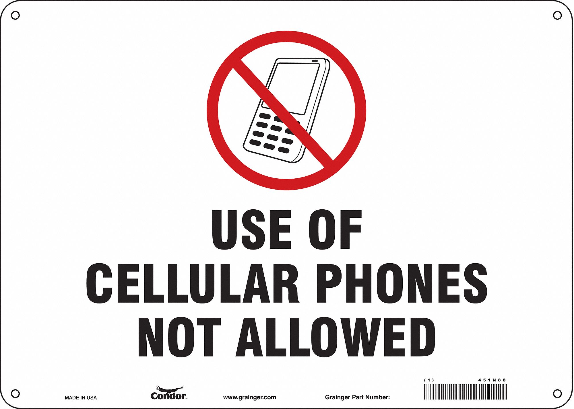 Safety Sign: Aluminum, Mounting Holes Sign Mounting, 10 in x 14 in Nominal Sign Size, 0.032 in Thick