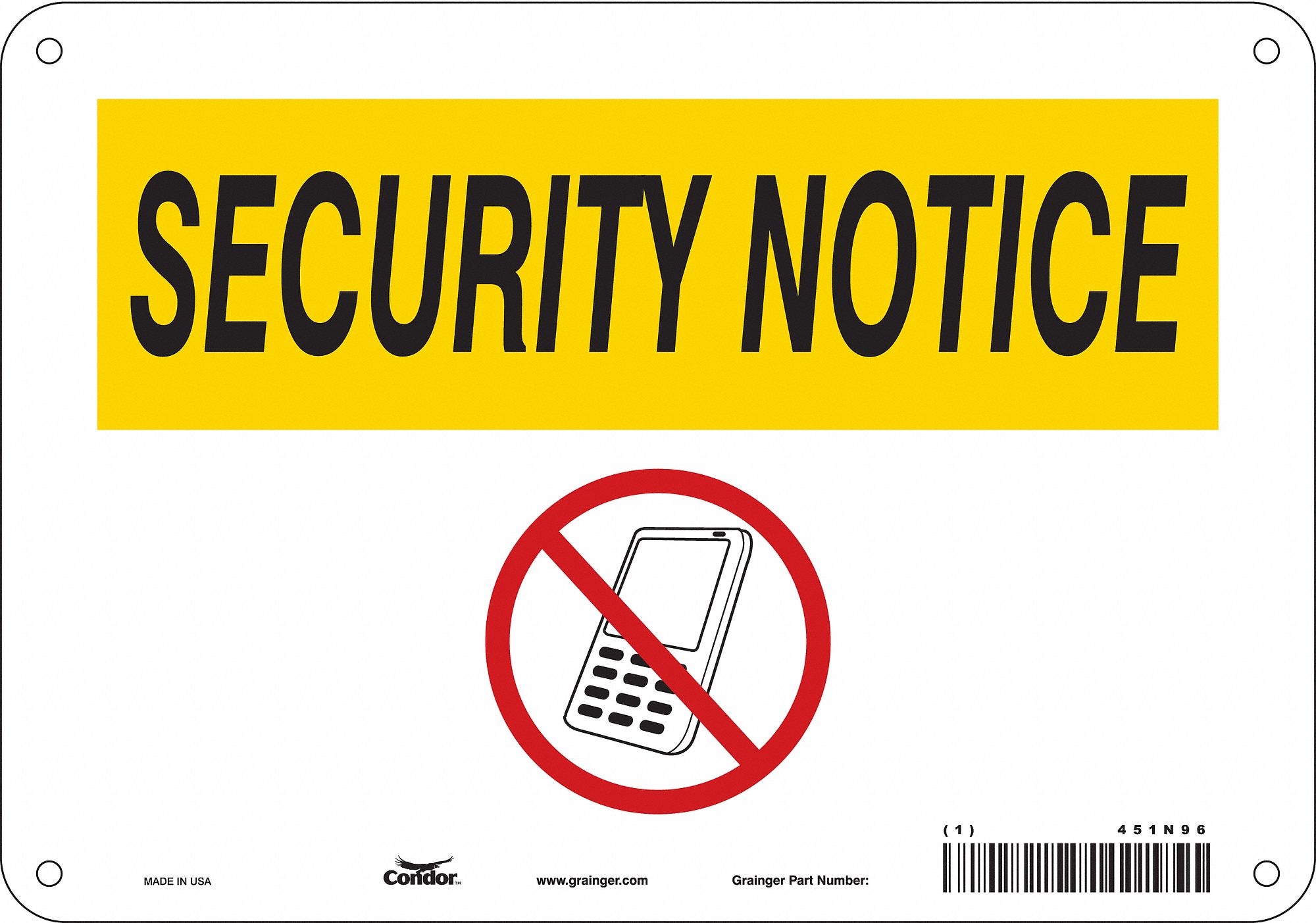Safety Sign: Aluminum, Mounting Holes Sign Mounting, 7 in x 10 in Nominal Sign Size, 0.032 in Thick