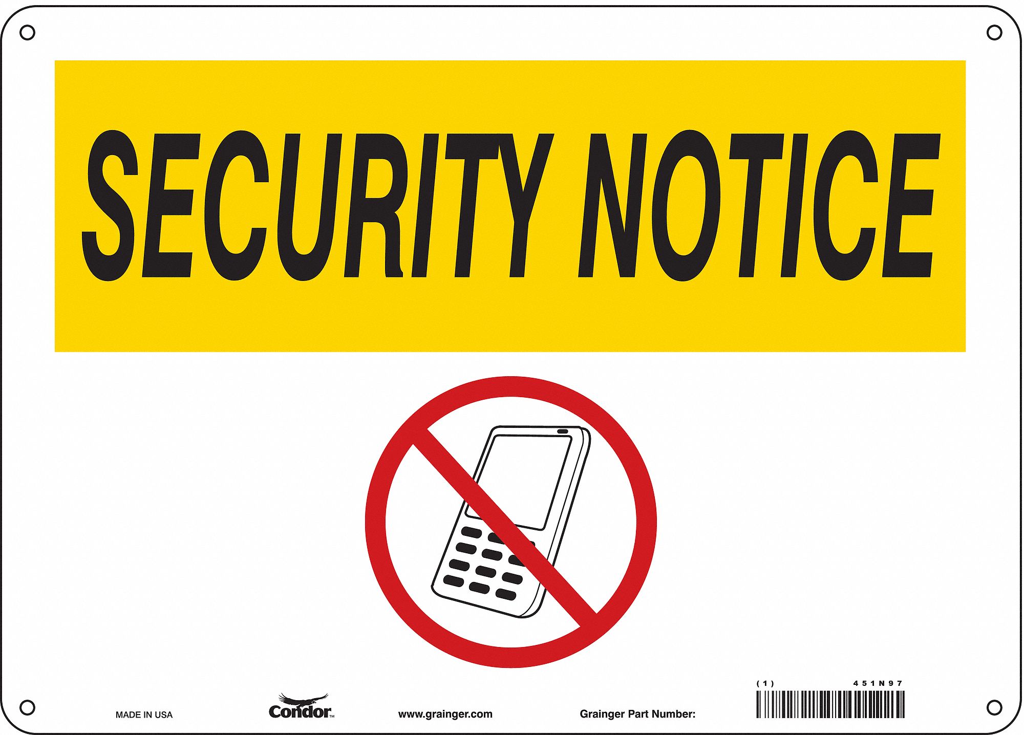 Safety Sign: Aluminum, Mounting Holes Sign Mounting, 10 in x 14 in Nominal Sign Size, 0.032 in Thick