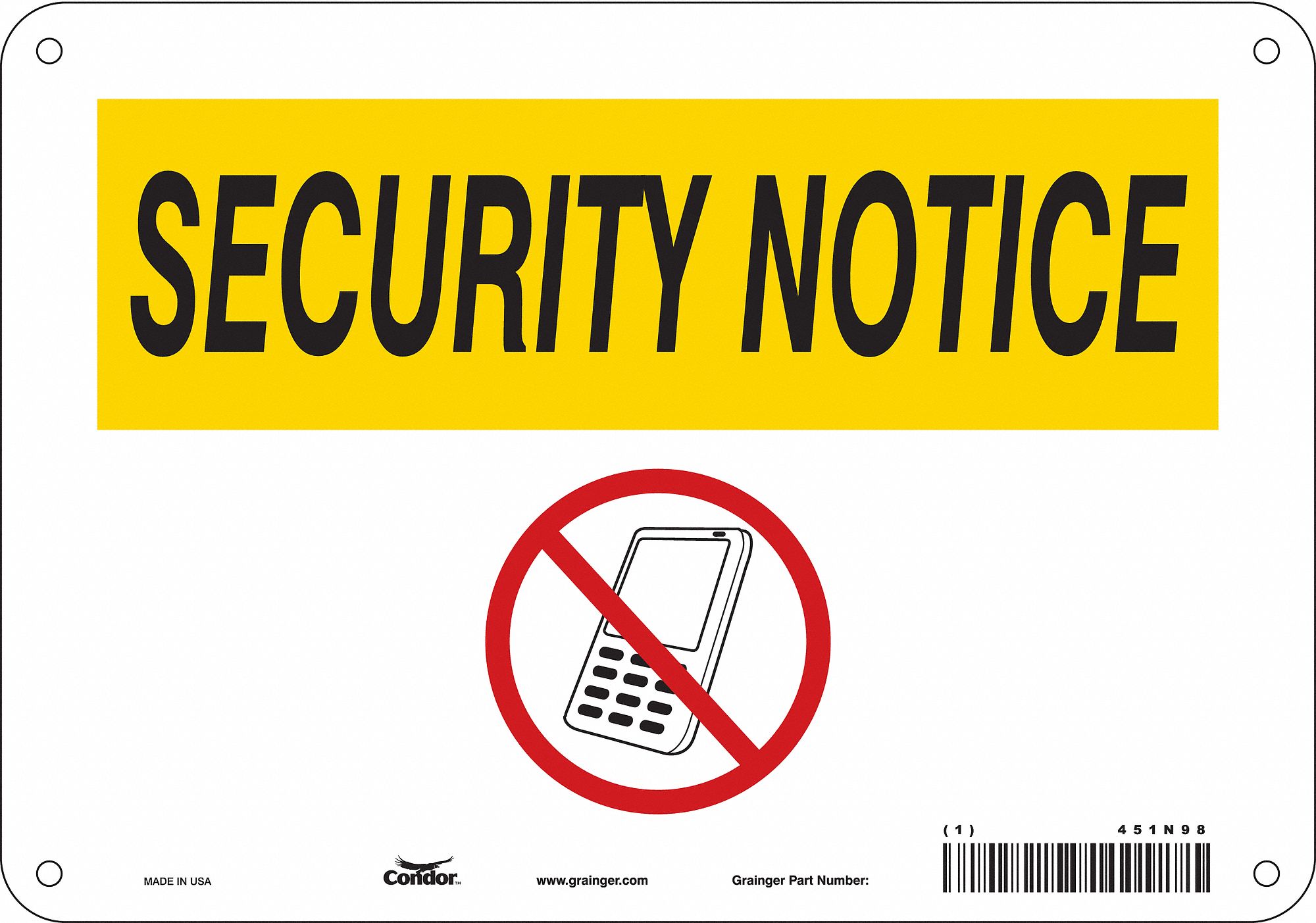 Safety Sign: Polyethylene, Mounting Holes Sign Mounting, 7 in x 10 in Nominal Sign Size, English