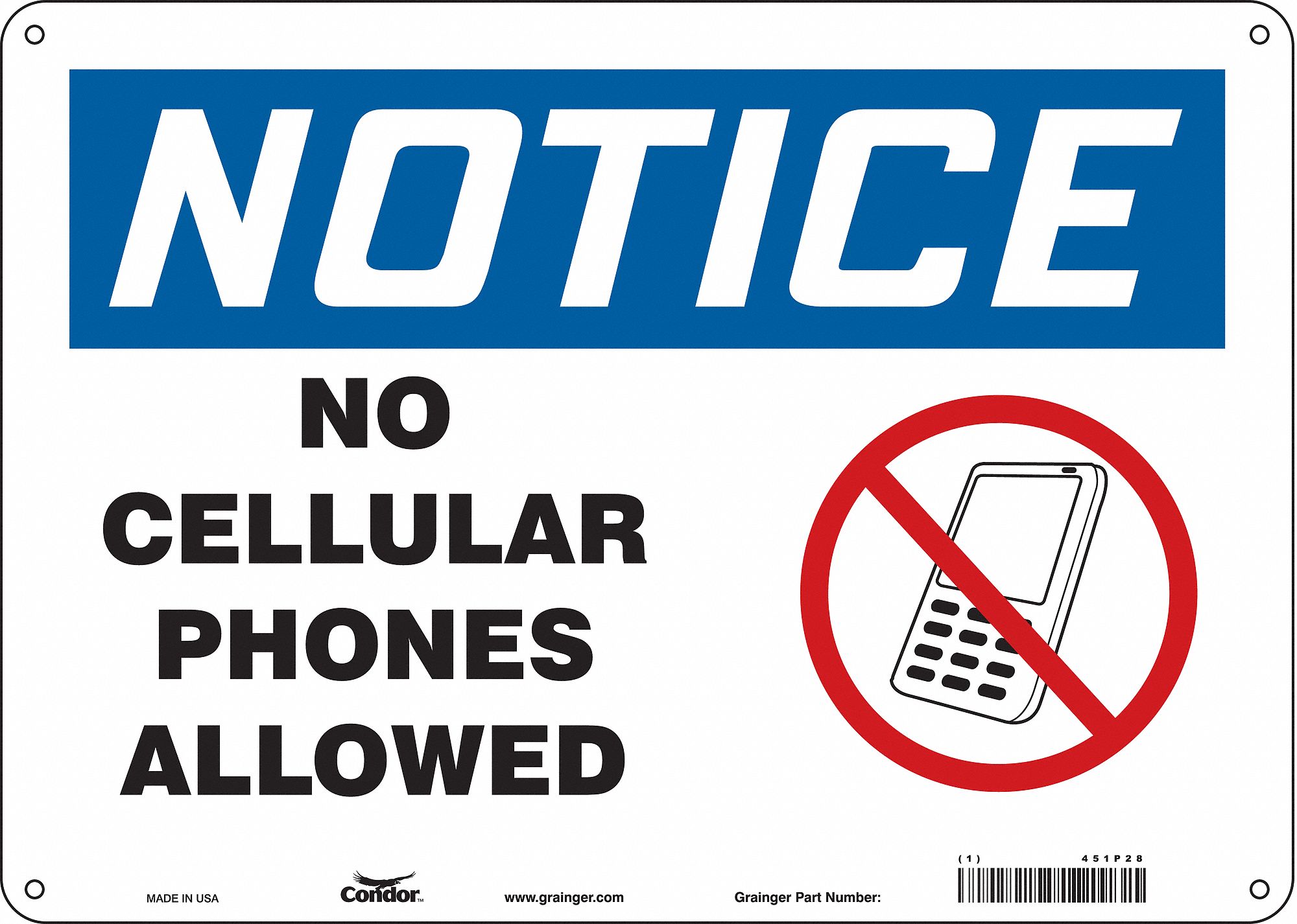 Safety Sign: Aluminum, Mounting Holes Sign Mounting, 10 in x 14 in Nominal Sign Size, 0.032 in Thick