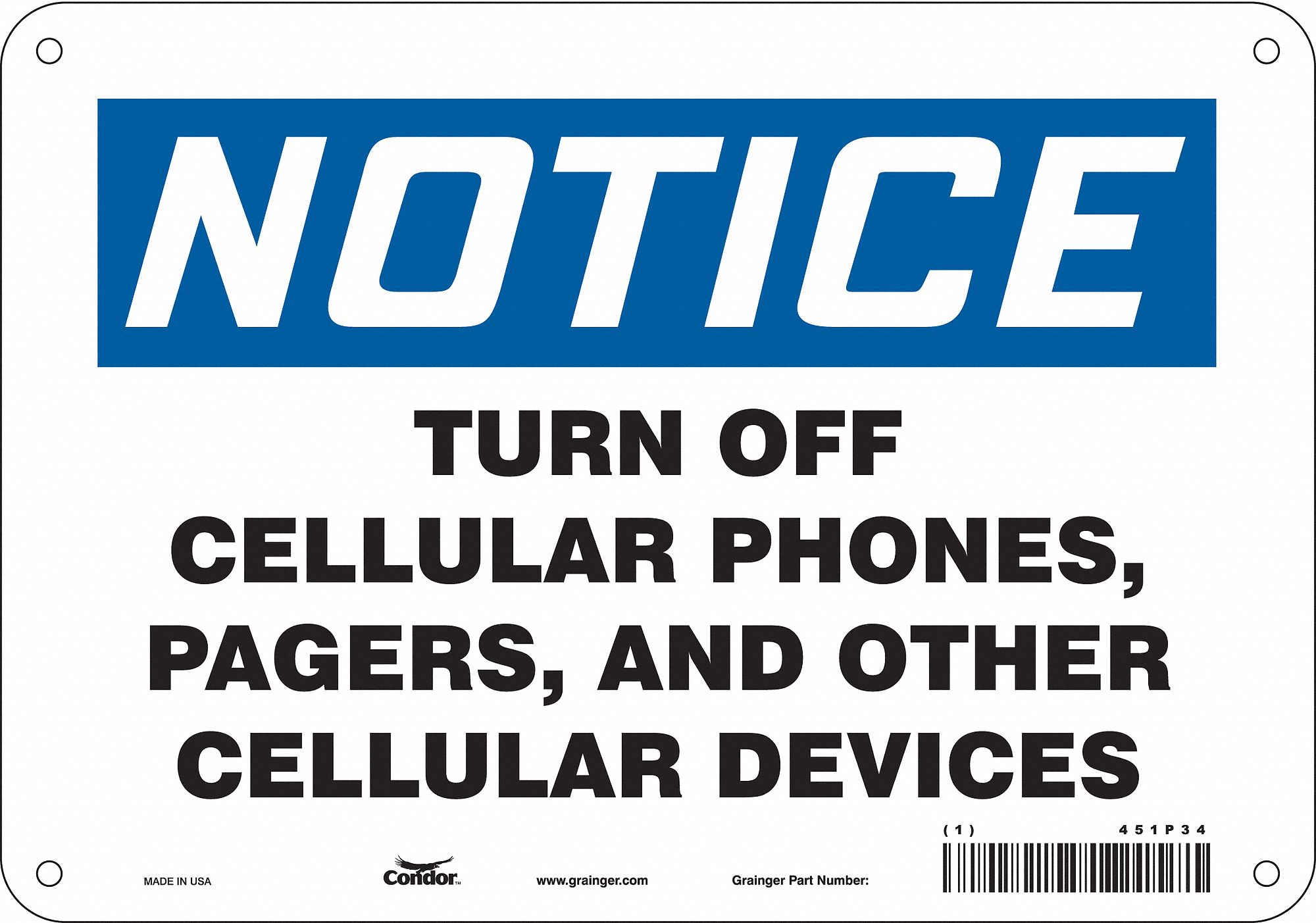 Safety Sign: Aluminum, Mounting Holes Sign Mounting, 7 in x 10 in Nominal Sign Size, 0.032 in Thick